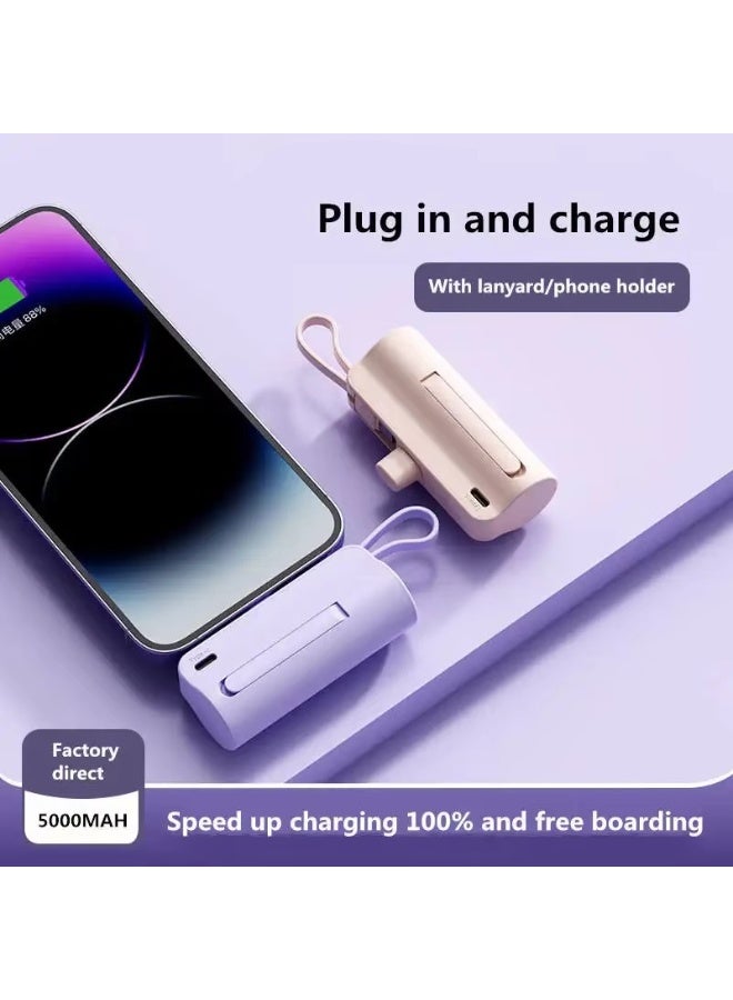 بطارية محمولة صغيرة بسعة 5000 مللي أمبير مع منفذ USB-C مدمج - شحن سريع PD بقوة 20 واط - حامل قابل للطي وشاشة عرض رقمية LED - شاحن فائق الصغر لأجهزة iPhone 17/16/15، وأجهزة سامسونج، وأجهزة أندرويد من النوع C - Image 4